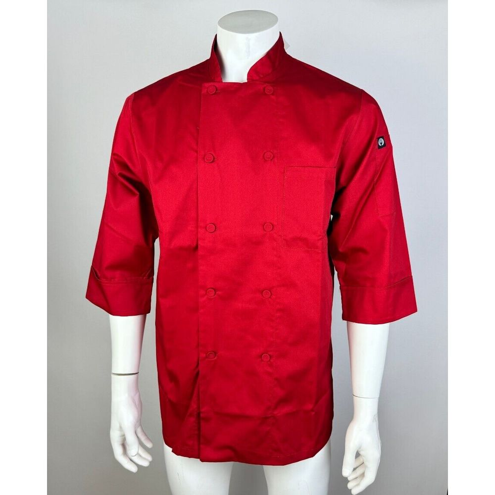 Chef Works Morocco Chef Coat Mens M Nwt Short Sleeve Button-Up Cotton Blend Jlcl